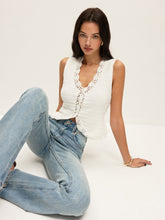 Crochet Floral Detail Knit Vest