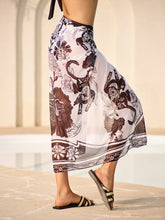 Semi-Sheer Floral Print Tie Cover-Up Skirt