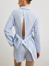 Cotton Striped Back Tie Shirt Shorts Set