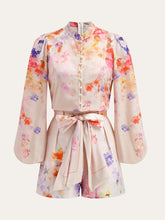 Watercolor Floral Belted Shorts Set