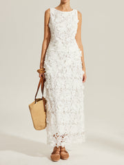 Floral Embroidered Semi-Sheer Lace Skirt