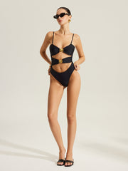 Golden Shell Detail Cut-Out One-Piece Swimsuit