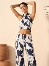 Floral Print Halter Top With Pants Set