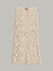 Cotton Crochet Lace Semi-Sheer Skirt