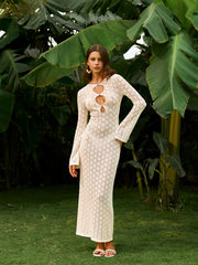 Semi-Sheer Knit Cut-Out Dress