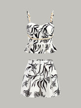 Floral Print Peplum Top With Shorts Set