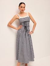 Gingham Corset-Style Midi Dress