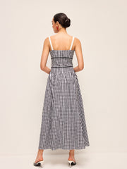 Gingham Corset-Style Midi Dress