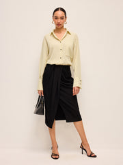 Draped Front Split Skirt