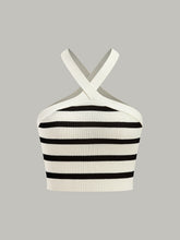 Striped Knit Halter Crop Top