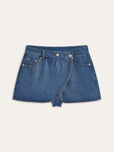 Pocketed Asymmetric Denim Skirt