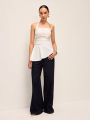 Halter Neck Peplum Top With Chain Detail
