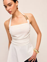 Halter Neck Peplum Top With Chain Detail