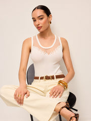 Sheer Mesh Detail Knit Top
