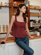 Square-Neck Zipper Tank Top