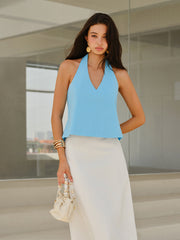 Halter Neck Backless Detailed Top