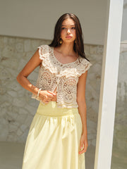 Ruffled Crochet Lace Crop Top