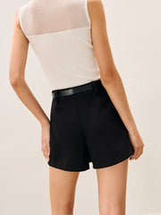Mid-Waist Belted Wrap Skort