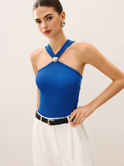 Halter-Neck Knit Top