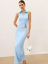 Sleeveless Crop Top and Maxi Skirt Set