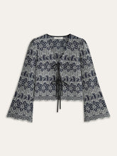 Embroidered Blouse with Tie-Front