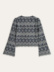 Embroidered Blouse with Tie-Front