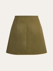 Pocketed Wrap Pleated Skirt