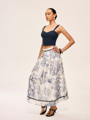 Cotton & Linen Floral Print Skirt Set