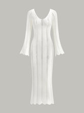 Hollow Ruffle Slim Maxi Sweater Dress