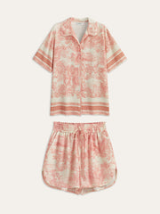 Printed Contrast Trim Shorts Sets