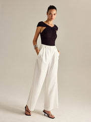 Pleated Knit Twist-Front Top