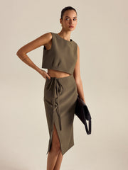 Side-Tie Slit Skirt
