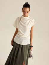 Draped Mock Neck Blouse