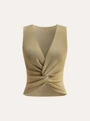 Knit Twist-Front Tank Top