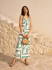 Geometric Print Maxi Dress