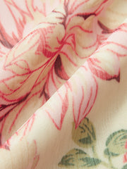 Floral Print Bow Neck Belted Maxi Dress