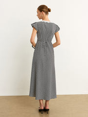 Gingham Lace-Trimmed Midi Dress