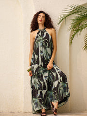Flowy Abstract Halter Dress