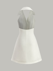 Halter Collar Button-Up Mini Dress
