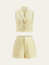 Pearl Button Tweed Vest and Shorts Set