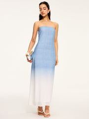 Gradient Strapless Maxi Slit Dress