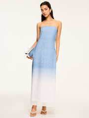 Gradient Strapless Maxi Slit Dress