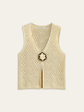 Crochet Knit Vest with Floral Detail