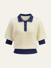 Crochet-Knit Polo Top