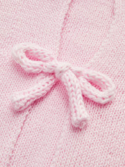 Short-Sleeved Knit Top with Bow Detail