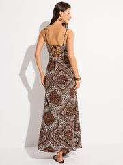 Paisley Print Spaghetti Strap Maxi Dress
