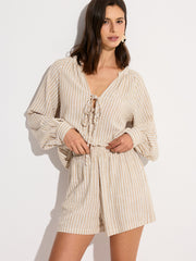 Striped Linen & Cotton Shorts Set