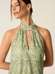 Halter Neck Cut-Out Printed Mini Dress