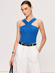 Cross-Over Neckline Knit Top