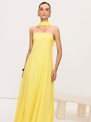 Halter Neck Chiffon Maxi Dress